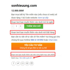 Thêm text vào khu vực mô tả ngắn của sản phẩm theme Flatsome
